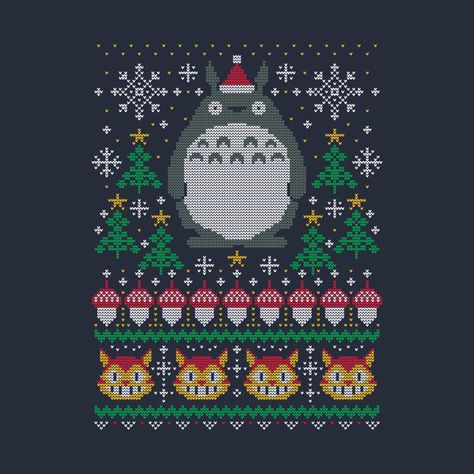 Totoro Christmas, Knitting Colorwork, Ghibli Totoro, Knitting Things, Yarn Craft, Textile Crafts, Needle Art, Holiday Sweater, Knitting Charts