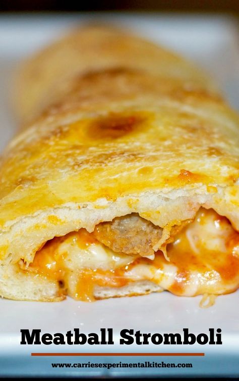 Meatball Stromboli Recipe, Meatball Stromboli, Pizza Dough Italian, Stromboli With Pizza Dough, Meatballs Sauce, Meatballs Marinara, Stromboli Recipe Easy, Freeze Pizza Dough, Homemade Stromboli