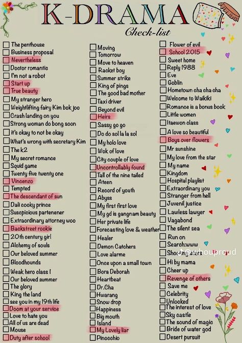 Kdrama Checklist, Kdramas To Watch, Easy Korean Words, Teenage Books To Read, Teenage Drama, Bullet Journal Mood Tracker Ideas, Korean Drama Series, Tv Series To Watch, Drama Ideas