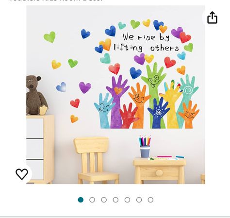 We Rise By Lifting Others, Heart Nursery, Dinosaur Wall Decals, Boy Girl Bedroom, Nursery Decorations, School Wall Art, Modern Kids Room, Kids Room Wall Decals, Animal Wall Decals