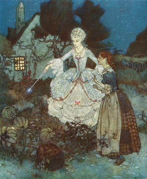 Cinderella Fairy Godmother, Cinderella Art, Edmund Dulac, Poster Halloween, Megan Hess, Disney Version, Brothers Grimm, Fairytale Illustration, Vintage Fairies