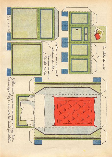 dec chambre 2 | Flickr - Photo Sharing! Bed and Dresser Paper Folding Art, Vintage Bedroom Furniture, Paper Furniture, Paper Toys Template, Dollhouse Printables, Paper Doll House, Seni Dan Kraf, Cardboard House, Paper Toy