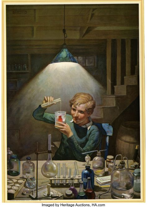 America's Auction House Chemistry Poster, Chemistry Posters, N C Wyeth, Nc Wyeth, Edmund Dulac, Dorm Posters, A New World, Family Friend, Science Art