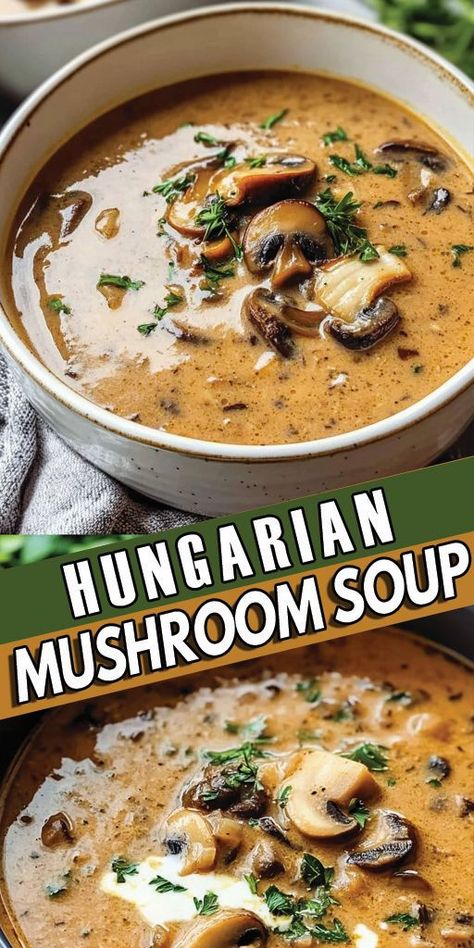 Hungarian Mushroom Soup Best Mushroom Soup, Hungarian Mushroom, Hungarian Mushroom Soup, Dried Dill, Soup Ingredients, Mushroom Soup Recipes, Cooking Soup, Cremini Mushrooms, Soup Kitchen