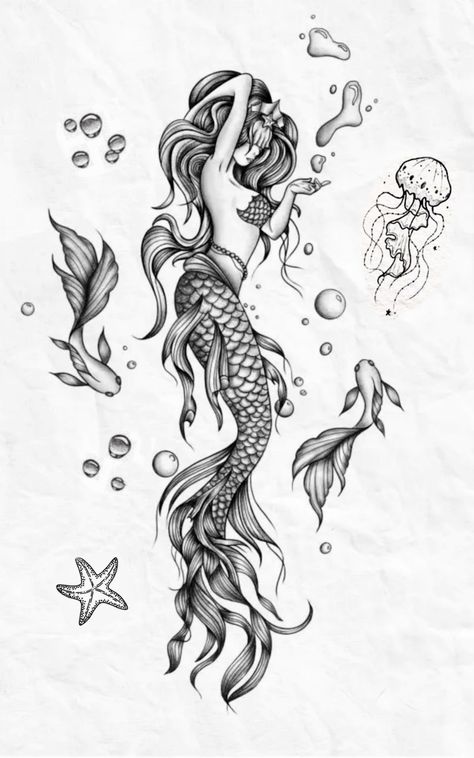 Mermaid Tattoo Ideas For Women Forearm, Mermaid Wrist Tattoo, Mermaid Spine Tattoo, Mermaid Tattoos For Women, Mermaid Tattoo Ideas For Women, Mr Cartoon Tattoo, Mermaid Sleeve Tattoos, Mermaid Tattoo Designs, Tattoo Apprenticeship