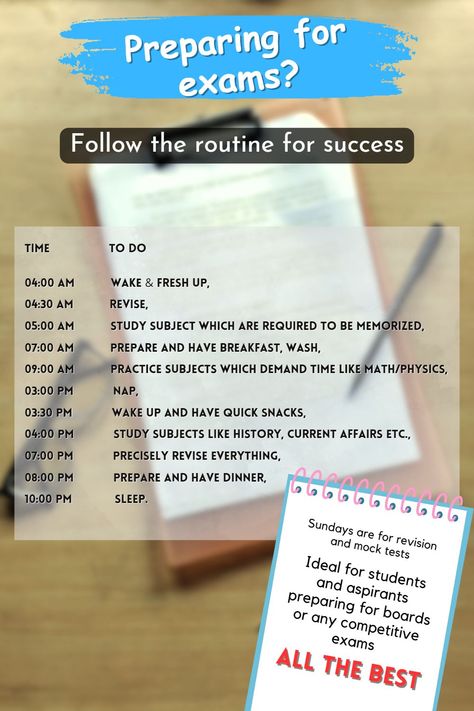 A rough idea how one should be schedule his/her daily routine while preparing for exams. Ideal for times when one doesn't have any enagagements over a long period. Schedule For Exam Preparation, Preparing For Exams, Study Websites, Daily Routine Schedule, 12th Exam, High School Chemistry, Exam Schedule, Best Study Tips, Exam Time