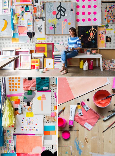 Art And Design Studio, Colorful Art Studio, Colorful Studio, Rachel Castle, Castle Photography, Photography At Home, Digital Branding, Photography Diy, Creative Workspace