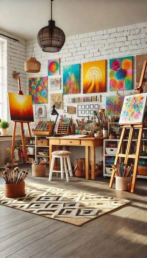 20 Enchanting Whimsical Home Office Ideas to Spark Your Creativity 30 Creative Workspace Inspiration, 2024 Home Decor Trends, Art Studio Decor, 2024 Home Decor, Studio At Home, Paint Organization, Amazon Home Finds, Art Studio Space, Art Studio Room