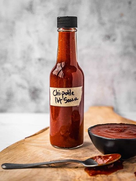 Chipotle Hot Sauce Recipe (Smoky and Spicy) - Urban Farm and Kitchen Smokey Hot Sauce Recipe, Smoked Hot Sauce Recipe, Chipotle Sauce For Chicken, Smoked Hot Sauce, Sweet Hot Sauce Recipe, Chipotle Hot Sauce Recipe, Salsas Recipes, Fermented Cucumbers, Herbal Lifestyle