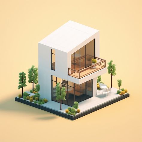 Blender Building, Isometric House, Rumah Minecraft Sederhana, 3d Architectural Rendering, Isometric Drawing, Sims 4 House Design, Animal Portraits Art, Isometric Art, Sketchup Model