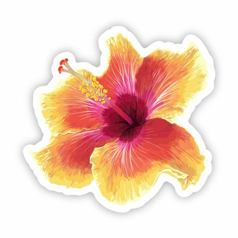 Hibiscus Sticker 3 Global Village Kailua Boutique Flowers Stickers Aesthetic, Cool Stickers Aesthetic, Hibiscus Flower Sticker, Island Stickers, Hibiscus Sticker, Stickers To Print, Summer Hibiscus, Hibiscus Flower Print, Pink Wallpaper Heart