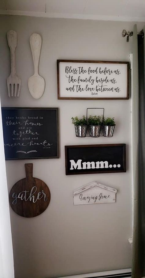 Collage Wall Kitchen, Bless The Food Before Us Sign Wall Decor, Hobby Lobby Kitchen Wall Decor, Dinning Wall Decoration, Kitchen Wall Decor Ideas Farmhouse Style, Large Wall Decor Kitchen, Diy Kitchen Decor Wall Art, Kitchen Wall Decor Ideas Simple, Kitchen Wall Decor Ideas Modern