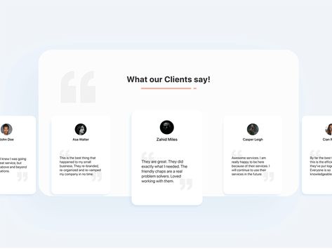 Testimonial Page Design Website, Website Testimonial Design Inspiration, Testimonials Design Website, Review Section Design, Testimonial Design Layout Website, Testimonials Web Design Inspiration, Website Review Section, Website Review Design, Testimonial Design Website