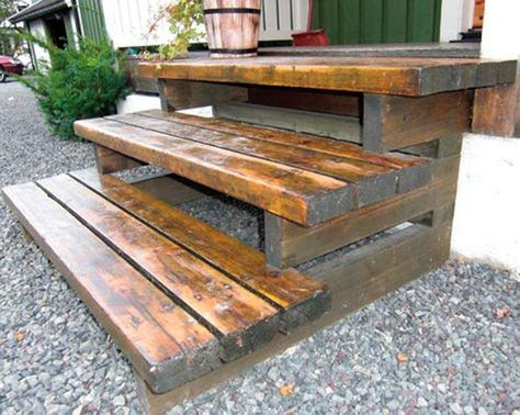 I teach wood working. I've been a professional woodworker and cabinet maker for more than 30 years. I'll explain step-by-step how to build a professional pie... #beginerwoodworking #woodworkingprojects #woodworkingideas #woodworkingdecorative #projectswoodworking #woodworkingplans #woodworkingtips Pallet Stairs Outdoor, Staircase Design Outdoor, Diy Stairs Outdoor, Pallet Stairs, Små Rum Lidt Plads, Deck Steps, Building Stairs, Wood Steps, Outdoor Steps