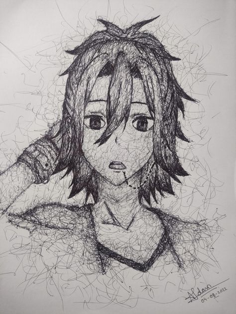 A simple pen art technique to make pen portraits ..... Anime Pen Sketch, Pen Scribble Art, Pen Portraits, Scribble Art, Pen Sketch, Art Simple, Anime Drawing, Pen Art, Art Techniques