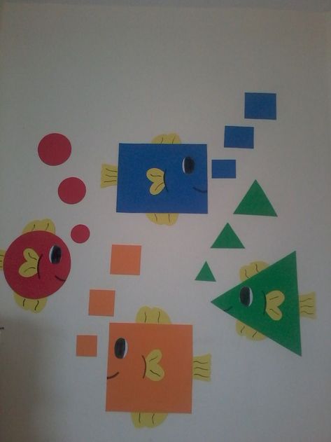 Cute display idea that shows each shape can be a variety of sizes. Photo only. Shapes Display Preschool, Shapes Preschool Crafts, Preschool Decor, School Board Decoration, Preschool Classroom Decor, Preschool Colors, Shapes Preschool, Preschool Arts And Crafts, Preschool Art Activities