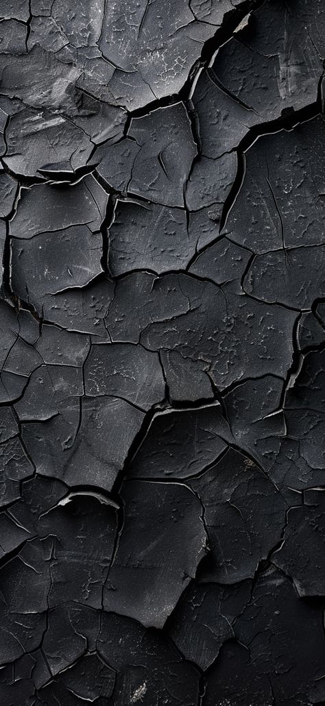 Enhance your screen with the edgy allure of this black cracked earth texture. Ideal for a bold and sophisticated look, this wallpaper adds depth and character to your device. Textured background, cracked earth, monochrome aesthetic, bold wallpaper. Black And White Texture Background, Surface And Texture, Wallpaper Texture Pattern, Texture Pictures, Globe Wallpaper, Dark Texture, Cracked Earth, Earth Wallpaper, Earth Texture