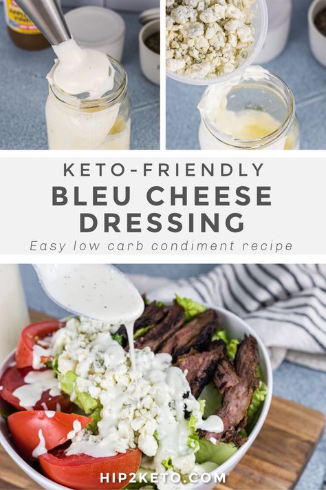 Keto Blue Cheese Dressing Recipe, Keto Bleu Cheese Recipes, Keto Blue Cheese Dressing, Keto Blue Cheese, Keto Sauce, Blue Cheese Dressing Recipe, Keto Salad Dressing, Bleu Cheese Dressing, Homemade Dressings