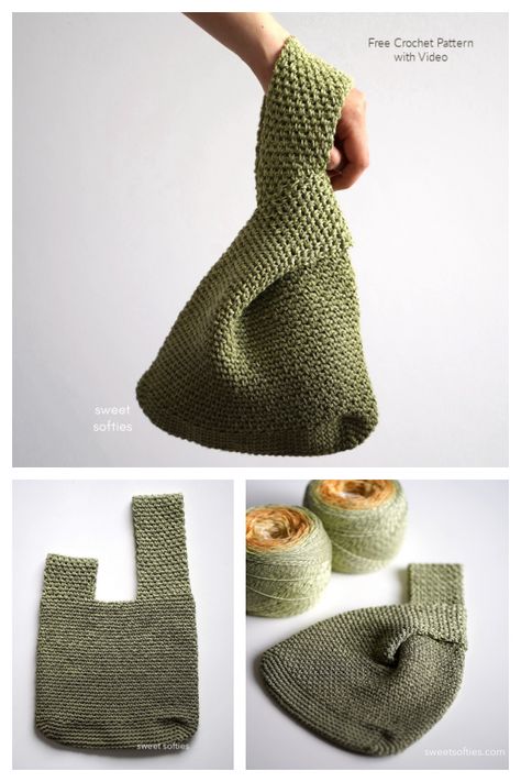 Japanese Knot Mosu Bag Free Crochet Patterns Mosu Bag, Modern Haken, Tote Crochet, Japanese Knot, Stitches Crochet, Japanese Knot Bag, Free Crochet Bag, Japanese Crochet, Knot Bag