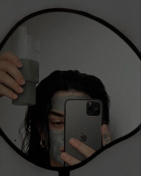 Hair Self Care, Soulmate Aesthetic, Hair Mirror, Dark Visions, Health Goth, Routine Aesthetic, Vision Board Photos, Green Mirror, Dark Green Aesthetic