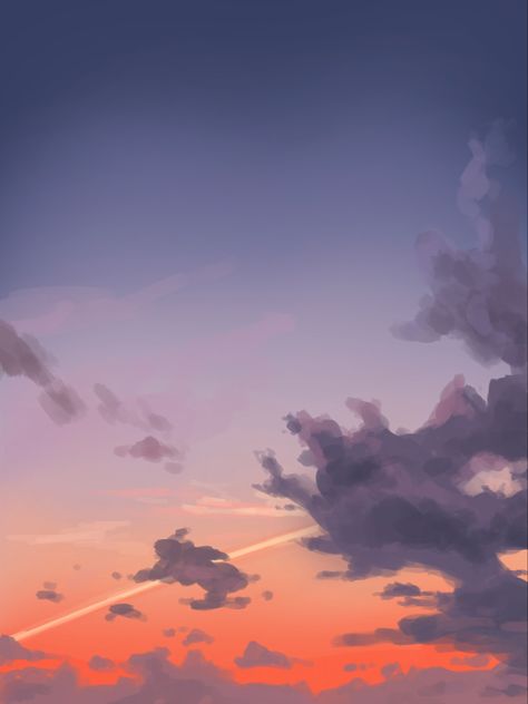 Digital painting #art #sunset #digitalart #clouds #painting #digitalpainting #pretty Ghibli Cloud Tutorial, Sunset Sky Digital Art, Sunset Art Reference, Sunset Painting Reference, Digital Sunset Art, Sunset Reference Drawing, Sunset And Clouds Painting, How To Draw Sky Digital, Clouds Digital Painting