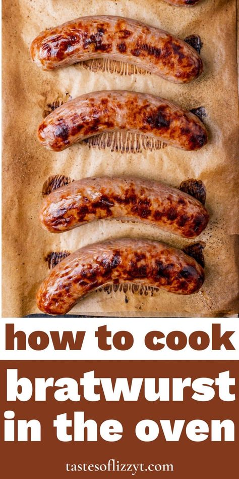 Grilled Brats Recipes, Recipes For Brats, How To Cook Brats On The Stove, Bratwurst On The Stove, Brats On The Stove, Bratwurst In The Oven, Bratwurst Oven, Easy Sausage Dinner, Baked Bratwurst