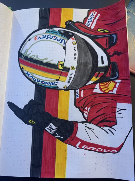 Sebastian Vettel Drawing F1 Car Painting Easy, Art Sketches Canvas, F1 Sketch Formula 1, Sebastian Vettel Drawing, F1 Driver Drawing, F1 Painting Ideas, F1 Painting Easy, F1 Drawing Ideas, Formula 1 Car Sketch