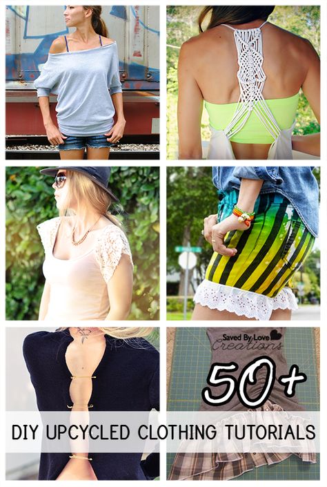 50 Plus Best DIY Upcycled Clothing Tutorials to make @savedbyloves Diy Upcycled Clothing, Upcycled Clothing Tutorial, Transform Clothes, Diy Clothes Tutorial, Restyle Clothes, Diy Clothes Refashion Videos, Umgestaltete Shirts, Diy Clothes For Women, Ropa Upcycling