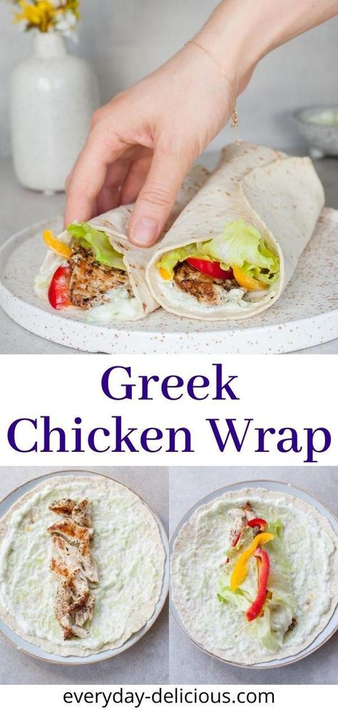 Greek Chicken Wrap, Chicken Tortilla Wraps, Chicken Tzatziki, Tzatziki Chicken, Lemon Thyme Chicken, Soft Tortillas, Chicken Wrap Recipes, Chicken Wrap, Healthy Eating Diets