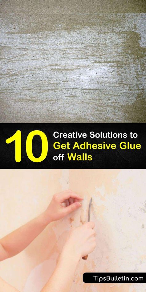 Get rid of unsightly wallpaper glue, tile adhesive, and sticky residue. Use a DIY adhesive remover to eliminate duct tape marks and glue stains fast. White vinegar, rubbing alcohol, and nail polish remover make erasing adhesive residue simple. #remove #adhesive #wall How To Get Sticky Residue Off Walls, Diy Adhesive Remover, Adhesive Remover Diy, Remove Tape Residue, Remove Wallpaper Glue, Nail Glue Remover, Remove Sticky Residue, Wallpaper Glue, Wall Stains