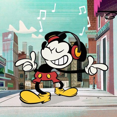 Upbeat Music Aesthetic, Character Perspective, 2d Disney, Mickey Mouse Icon, Song Ideas, Mouse Icon, Music Cartoon, Mickey Mouse Shorts, New Mickey Mouse