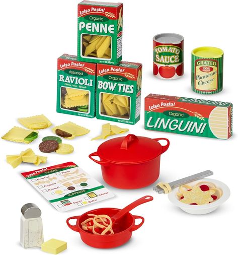 Amazon.com: Melissa & Doug Prepare & Serve Pasta Play Food Set - Wooden Play Food Sets For Kids Kitchen, Pretend Play Kitchen Toys For Kids Ages 3+,Yellow : Toys & Games Linguini Pasta, Pasta Toppings, Fun Pasta, Pasta Box, Pasta Spoon, Pasta Penne, Wooden Play Food, Play Kitchens, Play Food Set