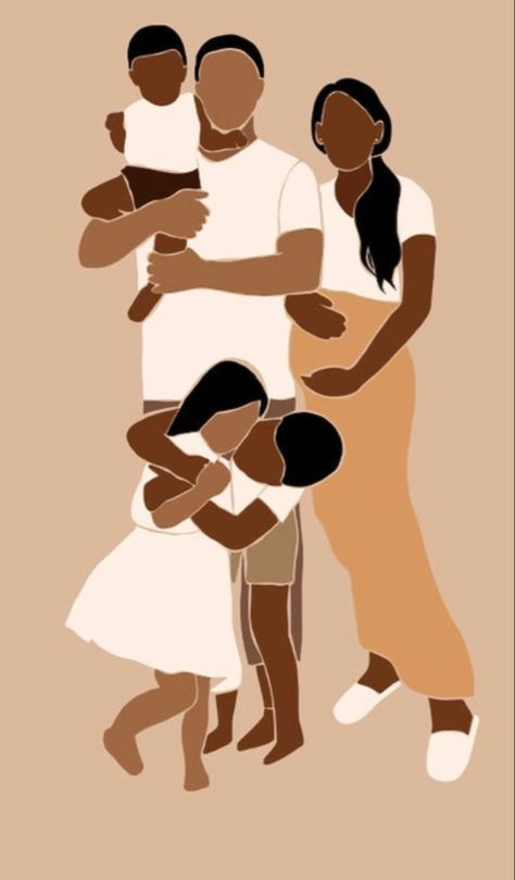 Black Family Silhouette, Black Family Animation, Black Family Illustration Art, Black Family Art Paintings, Black Family Artwork, Black Family Aesthetic Drawing, Black Family Painting, Aesthetic Vision Board Pictures Black Family, Black Family Vision Board Pictures