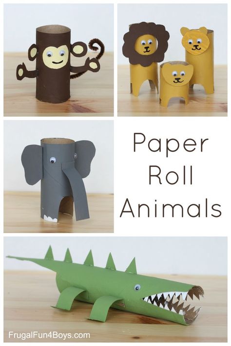 Tiere aus #Toilettenpapierrrolle Paper Roll Animals, Toilet Paper Crafts, Toilet Paper Roll Crafts, Paper Roll Crafts, Crafty Kids, Paper Towel Roll Crafts, Kitchen Diy, Paper Rolls, Childrens Crafts