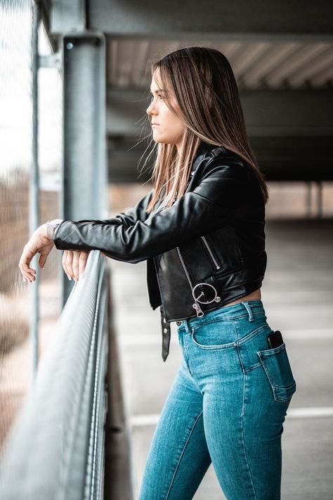 Moto Belted Leather Jacket is classy. This jacket can give you a statement-making look with a tank top or a T-shirt. It can be worn in any weather condition. #leatherjacket #womensleatherjacket #blackleatherjacket #stylishlook #womensfashion #jackets Trendy Aesthetic Outfits, Leather Jacket Girl, Tight Leather Pants, Aesthetic Outfit Ideas, Leather Jacket Style, Lambskin Leather Jacket, Real Leather Jacket, Hot Jeans, Picture Outfits