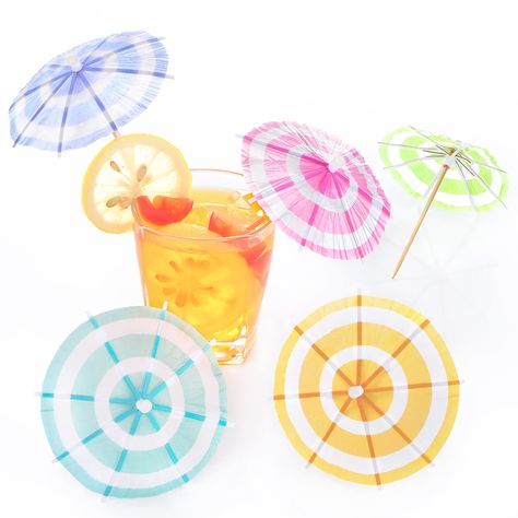 PRICES MAY VARY. What You Get: the package comes with 300 pieces of circular stripes cocktail umbrellas with elegant pattern, so you can pick the right statement for your tropical drinks, appetizers, fruit salads, and more Natural and Safe Materials: these colorful cocktail umbrella picks are made of natural wood sticks, topped by bright paper parasols that arrive folded down but deploy like real umbrellas, tasteless and safe, and will add a real splash of tropical brilliance to beverages Size I Hawaiian Cupcakes, Pina Colada Cupcakes, Cocktail Umbrella, Ice Cream Cocktails, Umbrella Craft, Drink Umbrellas, Paper Parasol, Appetizer Picks, Cocktail Umbrellas