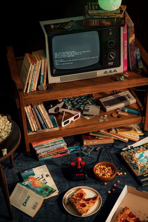 The World Inside | Scenes From Quarantine Photography Series 

"More nostalgia from Michelle’s childhood including sci-fi novels and her Commodore64 Zork"

Series was created in studio, inspired largely by movies, TV shows, childhood memories, and various decades.

Set Design, Styling, Art Direction, Photography: Gerard+Belevender

#80sinterior #vintagerecreation #setdesign #creativedirection #photographyseries #instudiophotography #commodore64 80s Aesthetic Photography, 80s Interior, Nostalgia Aesthetic, Retro Gadgets, 80s Aesthetic, Photography Series, Old Tv, Retro Aesthetic, Photo Reference