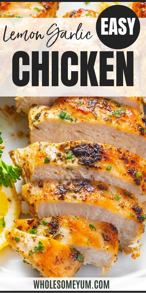 Lemon Garlic Chicken Lemon Garlic Dump Chicken, Lemon Paprika Chicken, Chicken Cooked In Oven, Chicken Lemon Garlic Recipes, Healthy Baked Lemon Chicken, Lemon Garlic Chicken Healthy, Baked Chicken With Lemon And Herbs, Easy Oven Chicken Recipes Healthy, Lemon And Pepper Chicken