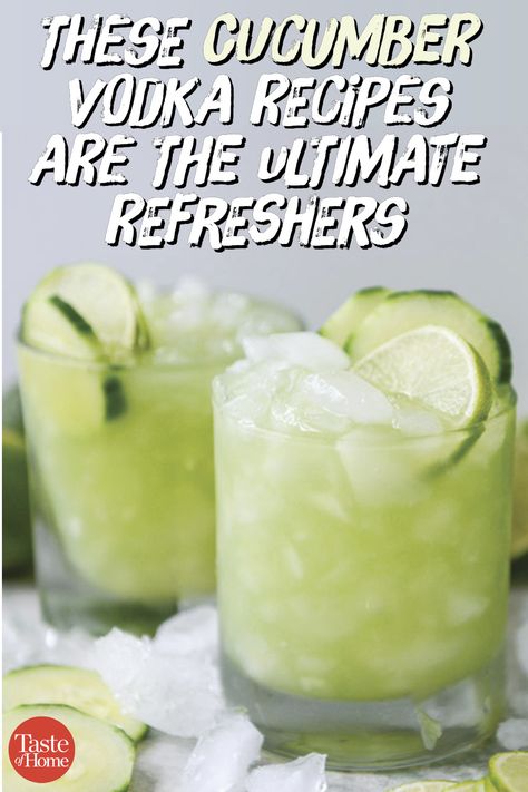 Lime Vodka Drinks, Cucumber Lemonade Recipe, Lemon Vodka Drinks, Cucumber Cocktails, Cucumber Vodka Drinks, Flavored Vodka Drinks, Martini Recipes Vodka, Cucumber Drink, Cucumber Lemonade