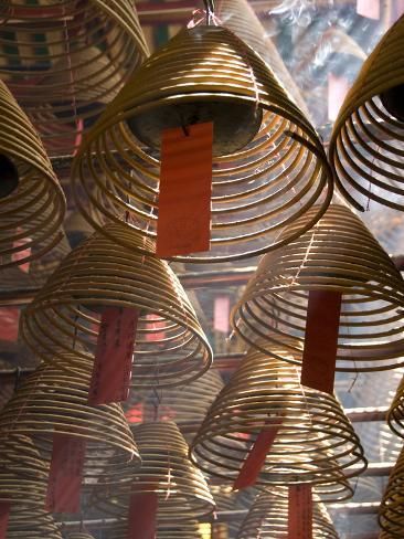 size: 24x18in Photographic Print: Incense Cones Hung From the Ceiling, Man Mo Temple, Sheung Wan, Hong Kong, China, Asia : Ways Of Seeing, Incense Cones, The Ceiling, Travel Art, High Quality Art Prints, Find Art, Incense, Framed Artwork, Eiffel Tower