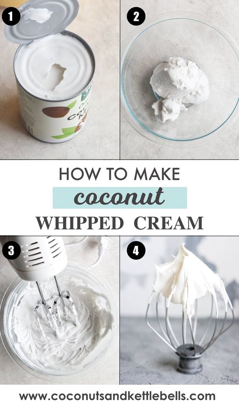 Diy Coconut Whipped Cream, Coconut Whip Cream Recipe, Coconut Whipped Topping, Homemade Coconut Whipped Cream, Coconut Milk Whipped Cream Recipe, Coconut Crepes Recipe, Whipped Coconut Frosting, How To Make Coconut Whipped Cream, Coco Whip Recipes