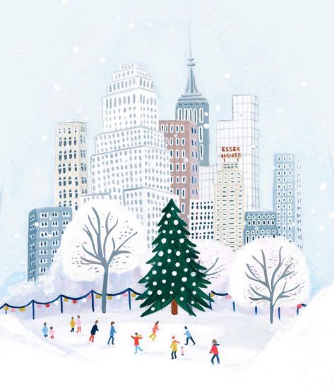 Amber Davenport (@amberstextiles) • Photos et vidéos Instagram Central Park Illustration, Christmas New York, New York Illustration, Park Illustration, Park Scene, Nyc Christmas, Holiday Wallpaper, Christmas Wonderland, Inspirational Wallpapers