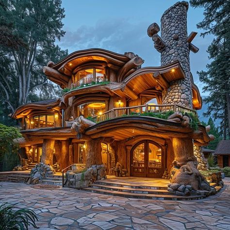 Mountain Dream Homes, Magical House, Log Home Designs, Inside A House, Storybook Homes, House Interior Design Styles, House Design Ideas, Classic House Design, Unusual Buildings