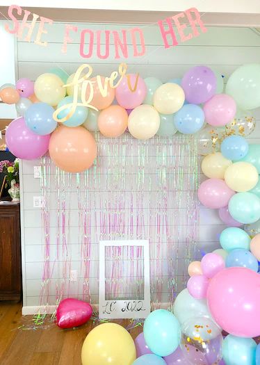 Bridal Shower Rainbow Theme, Taylor Swift Era Decorations, Lover Engagement Party, Lover Themed Engagement Party, Bridal Shower Lover Theme, Taylor Swift Lover Decoration, Taylor Swift Bachelorette Decorations, Pastels Bachelorette Party, Eras Theme Bachelorette