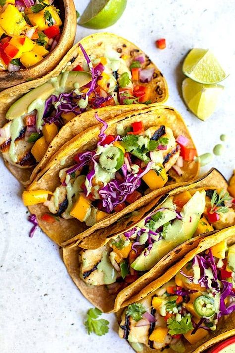 Halloumi Tacos, Mango Tacos, Summer Tacos, Tacos With Mango Salsa, Fresh Mango Salsa, Mango Salsa Recipes, Grilled Halloumi, Vegetarian Tacos, Foodie Crush