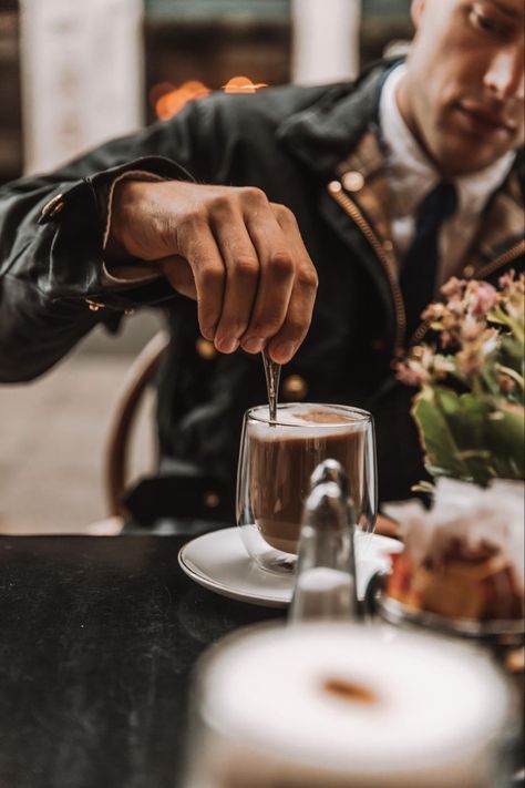 Male Cafe Photoshoot, Poses For Men In Cafe, Cafe Poses Men, Man Cafe Photoshoot, Coffeeshop Photoshoot Ideas, Men Cafe Photoshoot, Cafe Street Photography, Man Drinking Coffee Aesthetic, Coffeeshop Photography