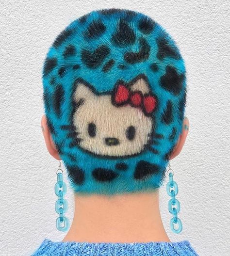 Shaved Head Designs, Hair References, Buzzed Hair, Shaved Hair Designs, Shave My Head, Dye Ideas, Kitty Drawing, Hello Kitty Drawing, Shaved Head