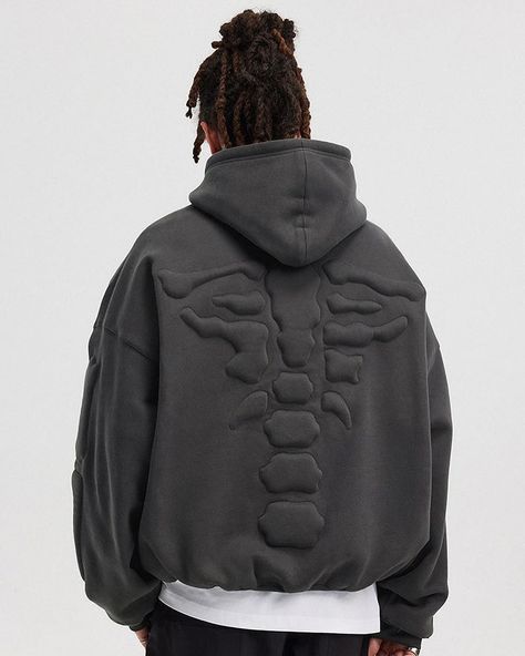 BONELESS 3D Heavyweight Bone Hoodie | Limited Time Stock ‼️ Designer Hoodies For Men, Black Hoodie Drawing, Cropped Hoodie Outfit Men, Male Hoodie Outfit, Unique Hoodies Design, Men’s Hoodies, Hoodies Aesthetic Men, Streetwear Hoodie Outfit, Black Hoodies Men