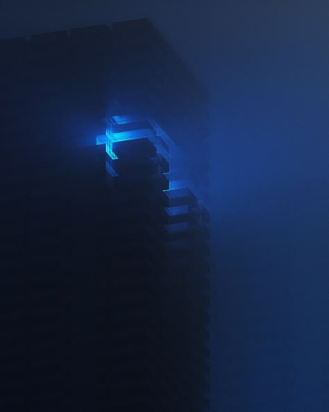 Modern Villa Design, Dark City, Cyberpunk Aesthetic, Blue Cross, Architecture Illustration, Detroit Become Human, Blue Hour, Feeling Blue, Night Aesthetic