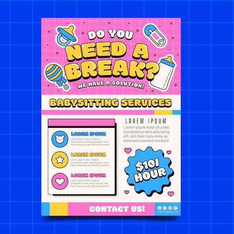 Handbill Design, Babysitting Flyers, Handout Design, Need A Break, Classroom Resources, Vector Hand, Illustrations And Posters, Resource Classroom, Ad Design